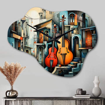 Cubism Music Forms V - Asymmetric Metal Wall Clock